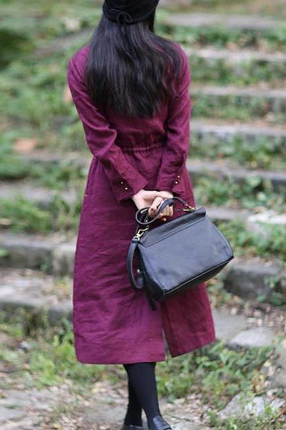 Linen Loose Drawstring Waist Dress
