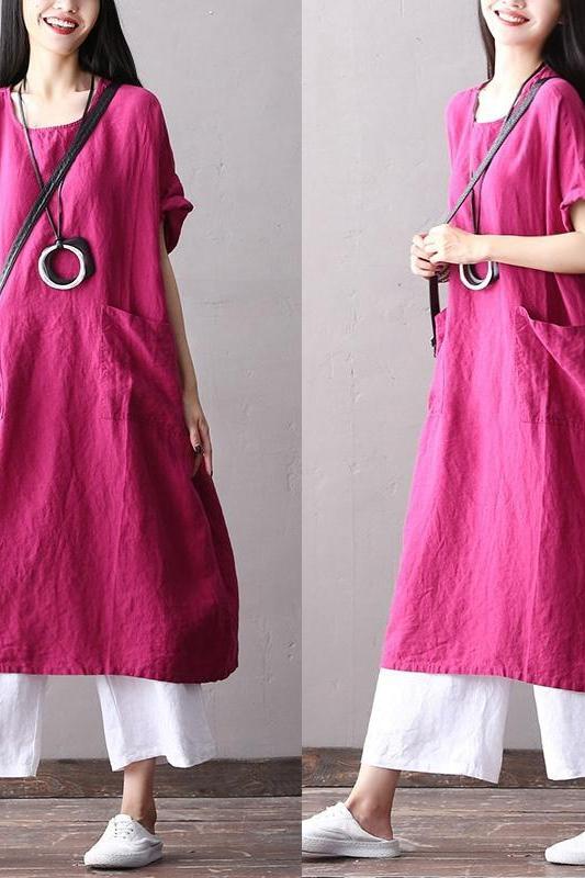 Cotton Linen Maxi Dresses Loose Clothes