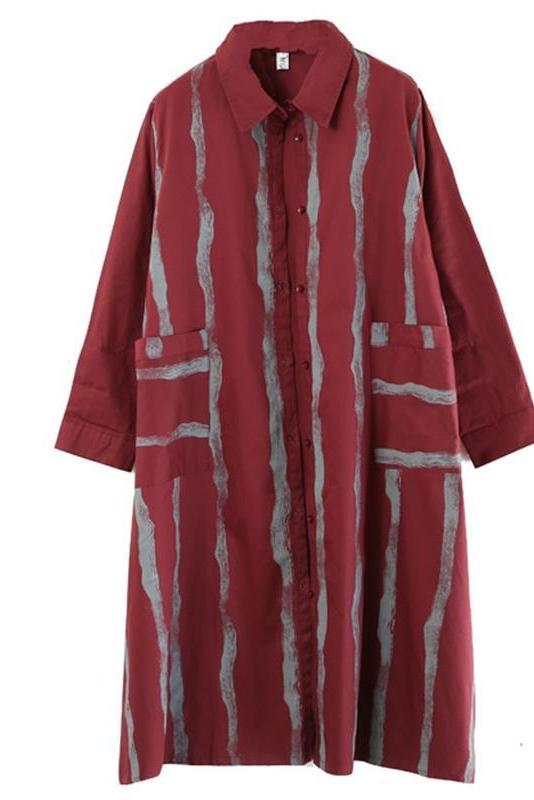 Striped Loose Chiffon Shirt Blouse