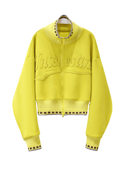 Fluorescent Yellow Jacquard Cotton Jackets Spring