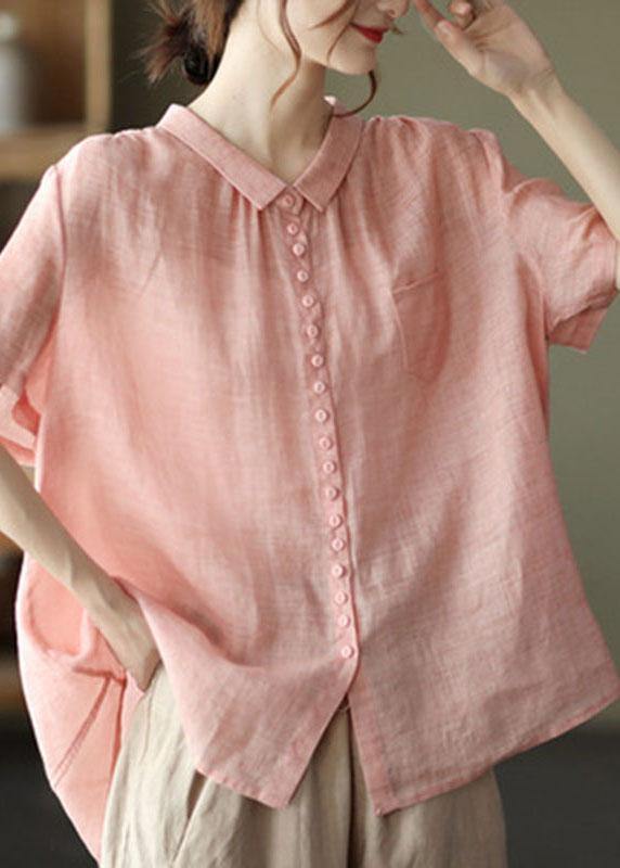Print5 Peter Pan Collar Pockets Patchwork Ramie Cardigan