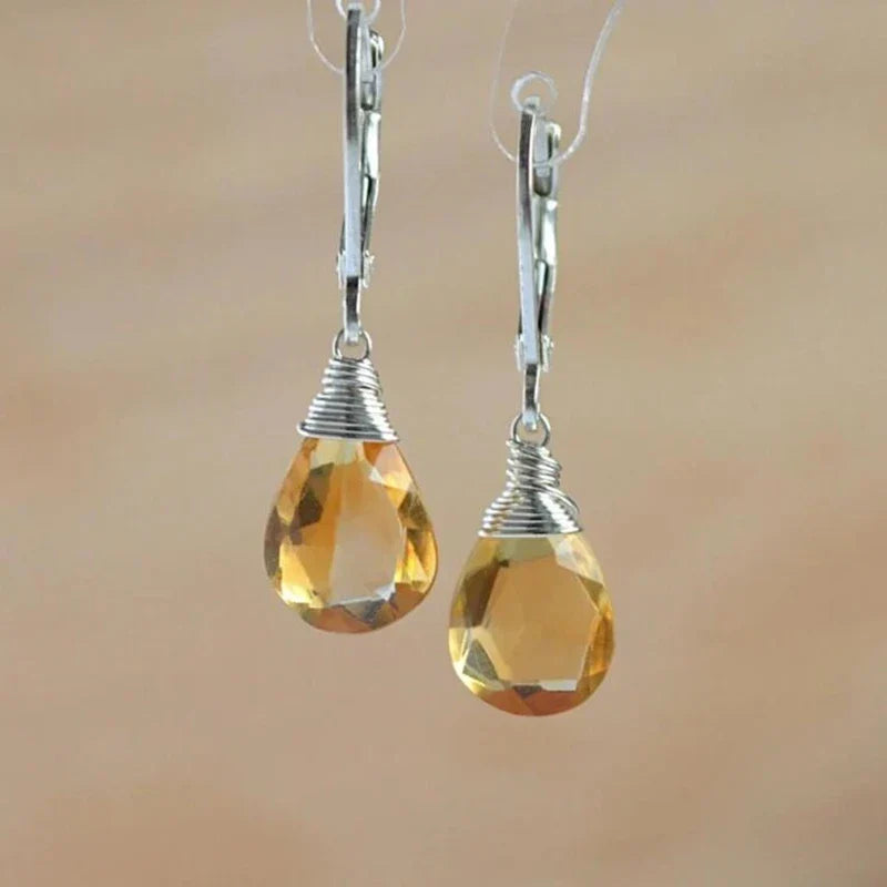 Orange Crystal Drop Earrings