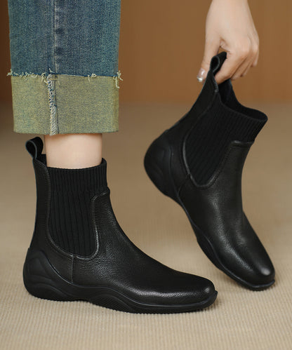 Splicing Comfy Boots Brown Sheepskin