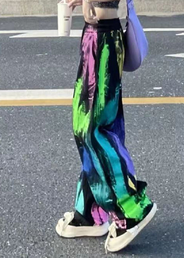 Tie Dye Elastic Waist Wide Leg Pants Summer
