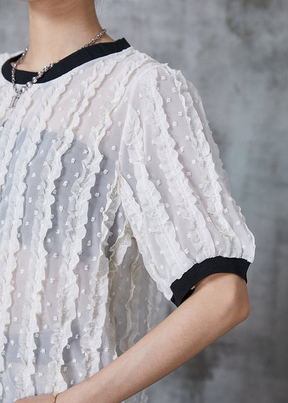 White Ruffled Spandex Tank Tops Summer