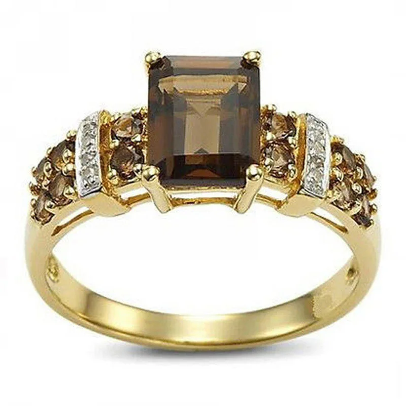 Brown Crystal and Gold Ring