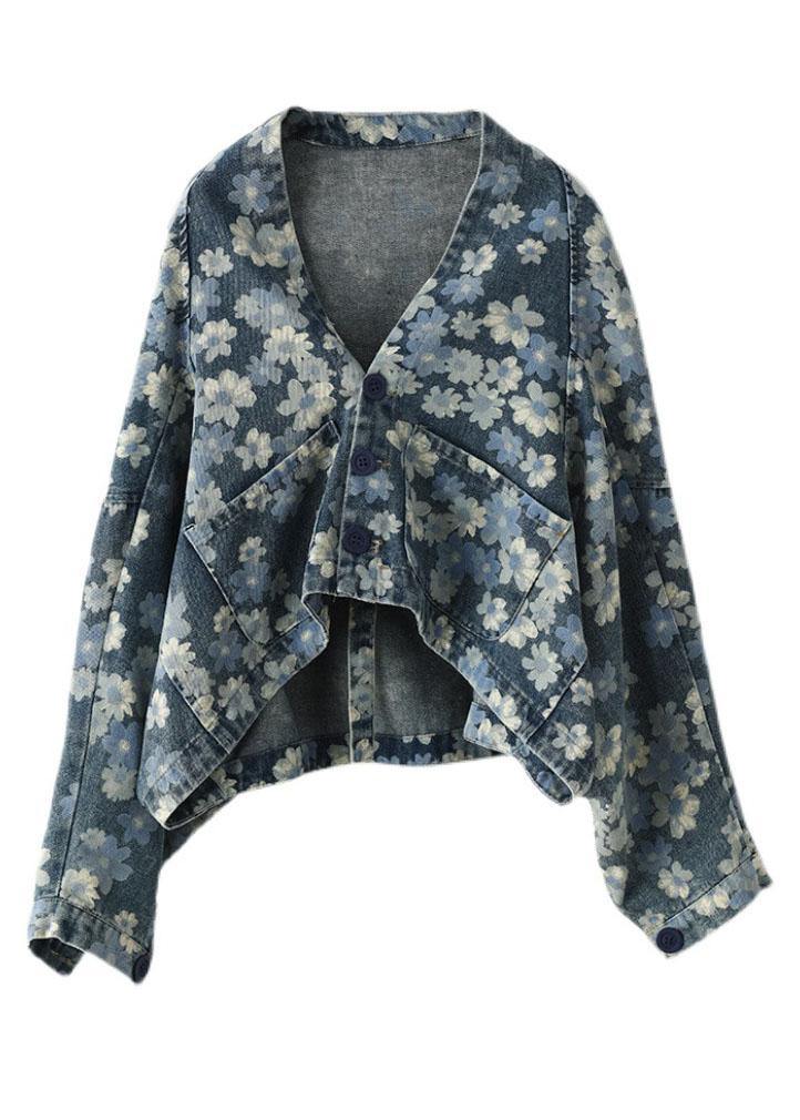 Handmade Black Pockets Denim Long Sleeve Short Coats