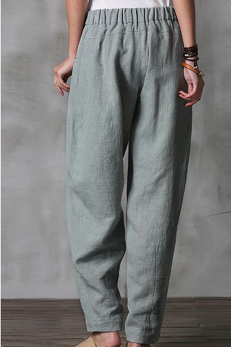 Long Cotton Linen Pencil Pants Loose Turnip Pants