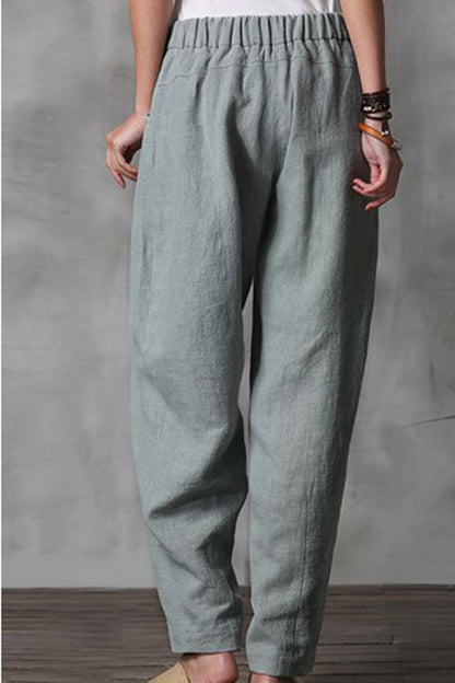 Long Cotton Linen Pencil Pants Loose Turnip Pants