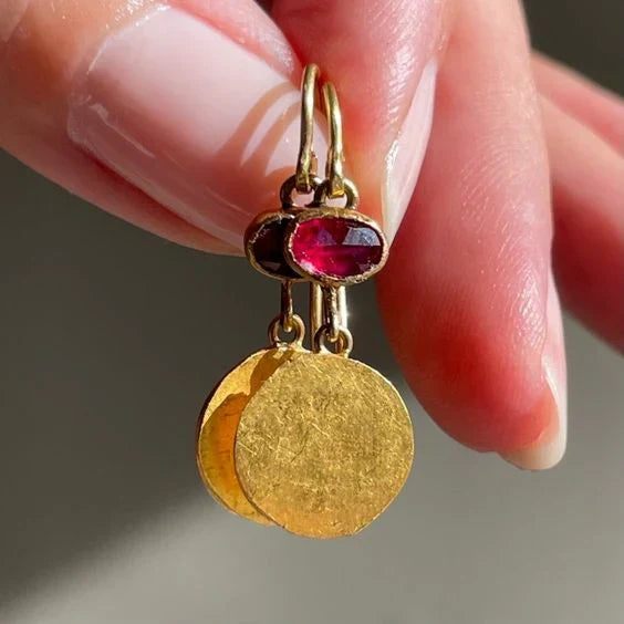 Aretes Rojos Dorados Vintage