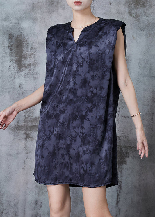 Unique Dull Grey Oversized Tie Dye Cotton Work Dresses Summer