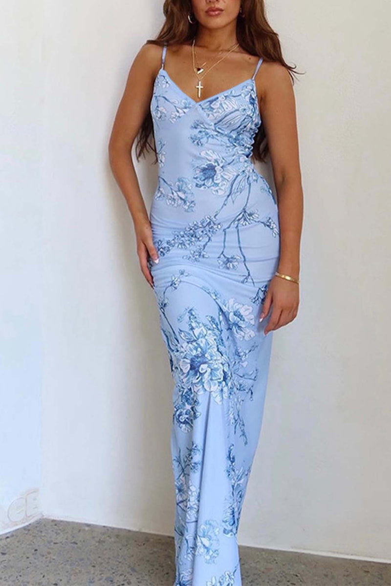 Printed Backless Bodycon Dress