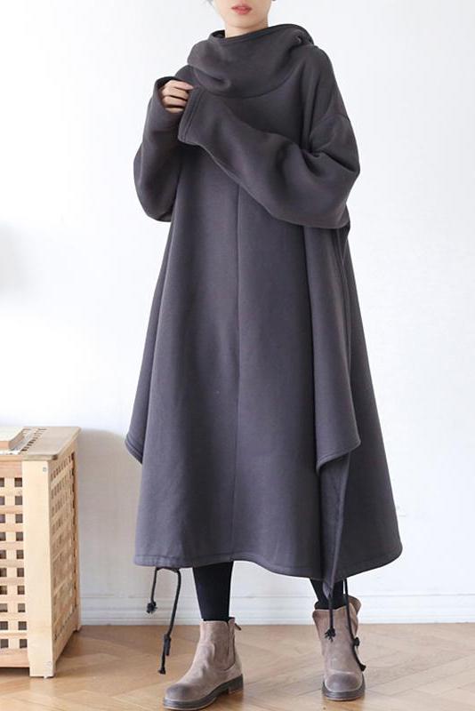 Drawstring Irregular Hem Cotton Dress