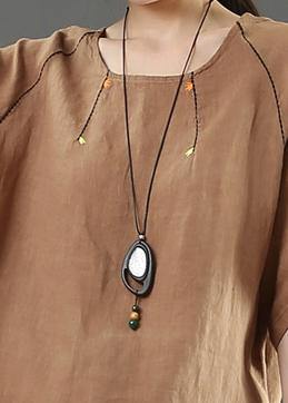 Diy Chocolate Cotton Linen Tunic Pattern Fabrics O Neck Summer Blouses