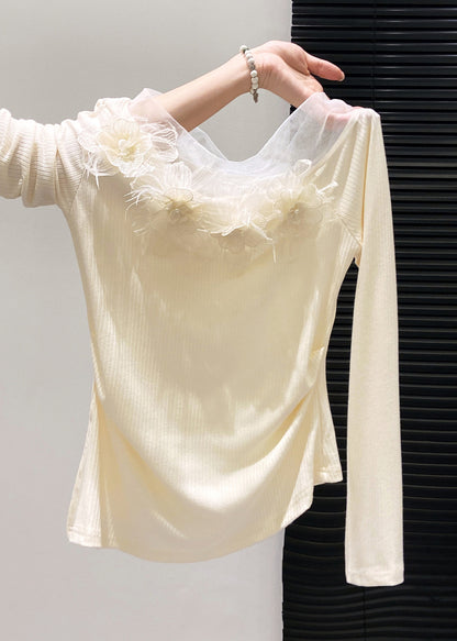 Yellow Decorated Side Open Cotton Tops Fall