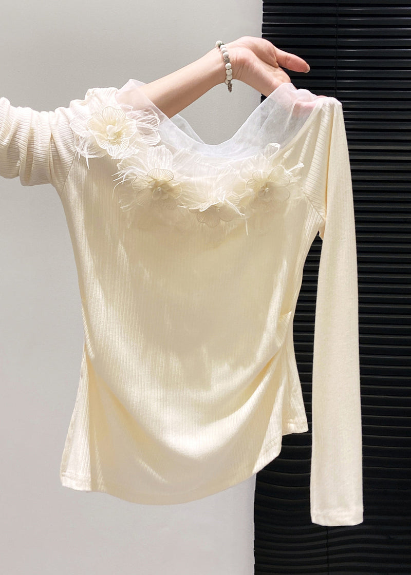Yellow Decorated Side Open Cotton Tops Fall