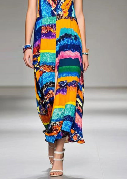 V Neck Print Chiffon Cami Dress Summer