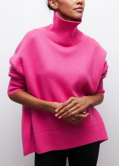 French Light Blue Hign Neck Knit Sweaters Spring