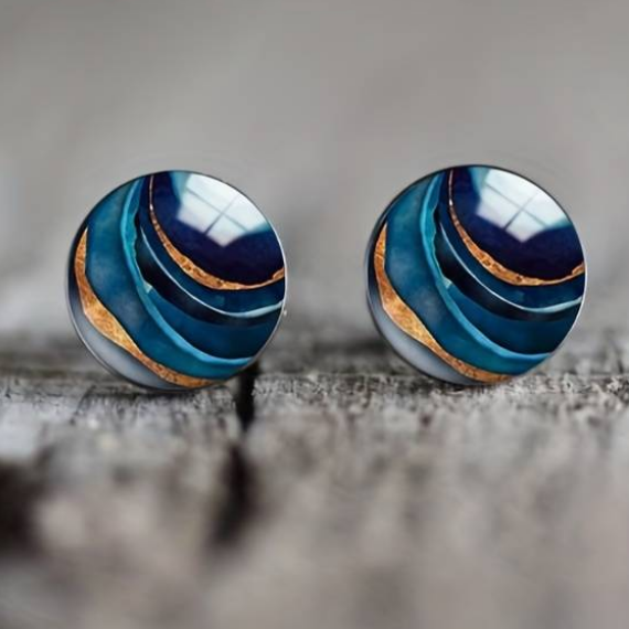 Blue Rounded Earrings
