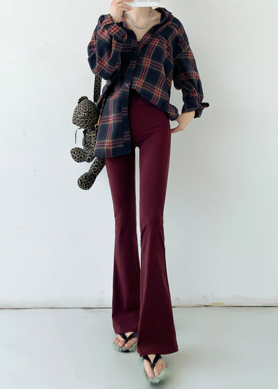 Yellow High Waist Slim Fit Flared Trousers Spring