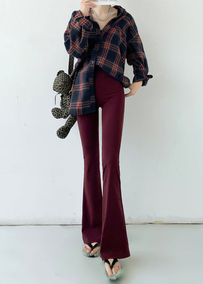 Yellow High Waist Slim Fit Flared Trousers Spring