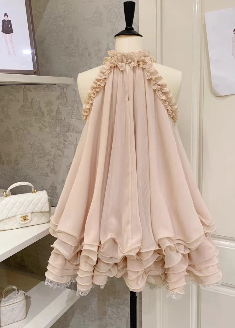 Nude Cold Shoulder Halter Tops Summer
