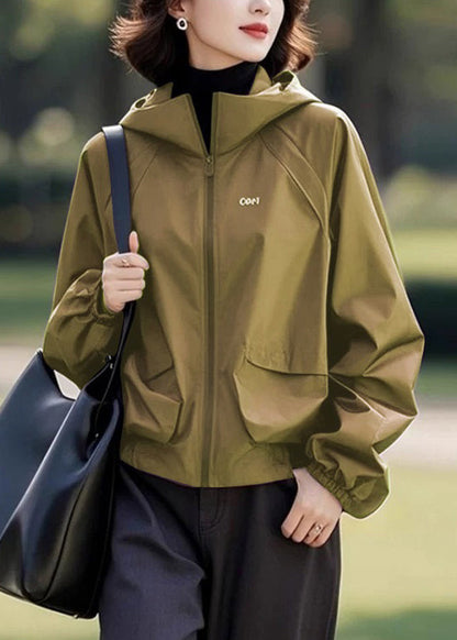 Loose Purple Hooded Zippered Cotton Coats Fall