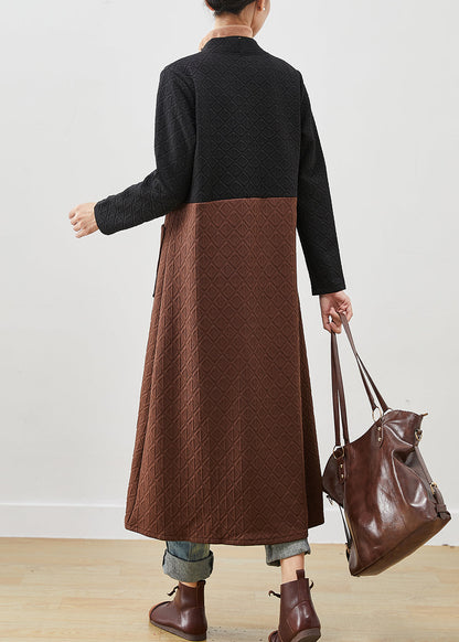 Colorblock Tasseled Patchwork Cotton Long Cardigans Winter