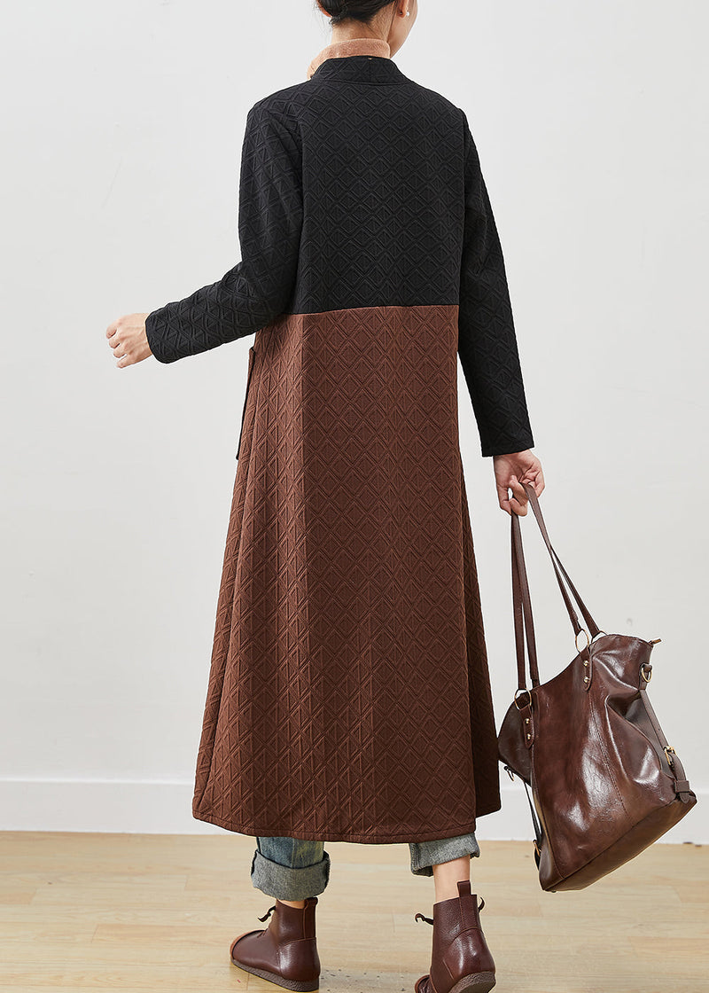 Colorblock Tasseled Patchwork Cotton Long Cardigans Winter