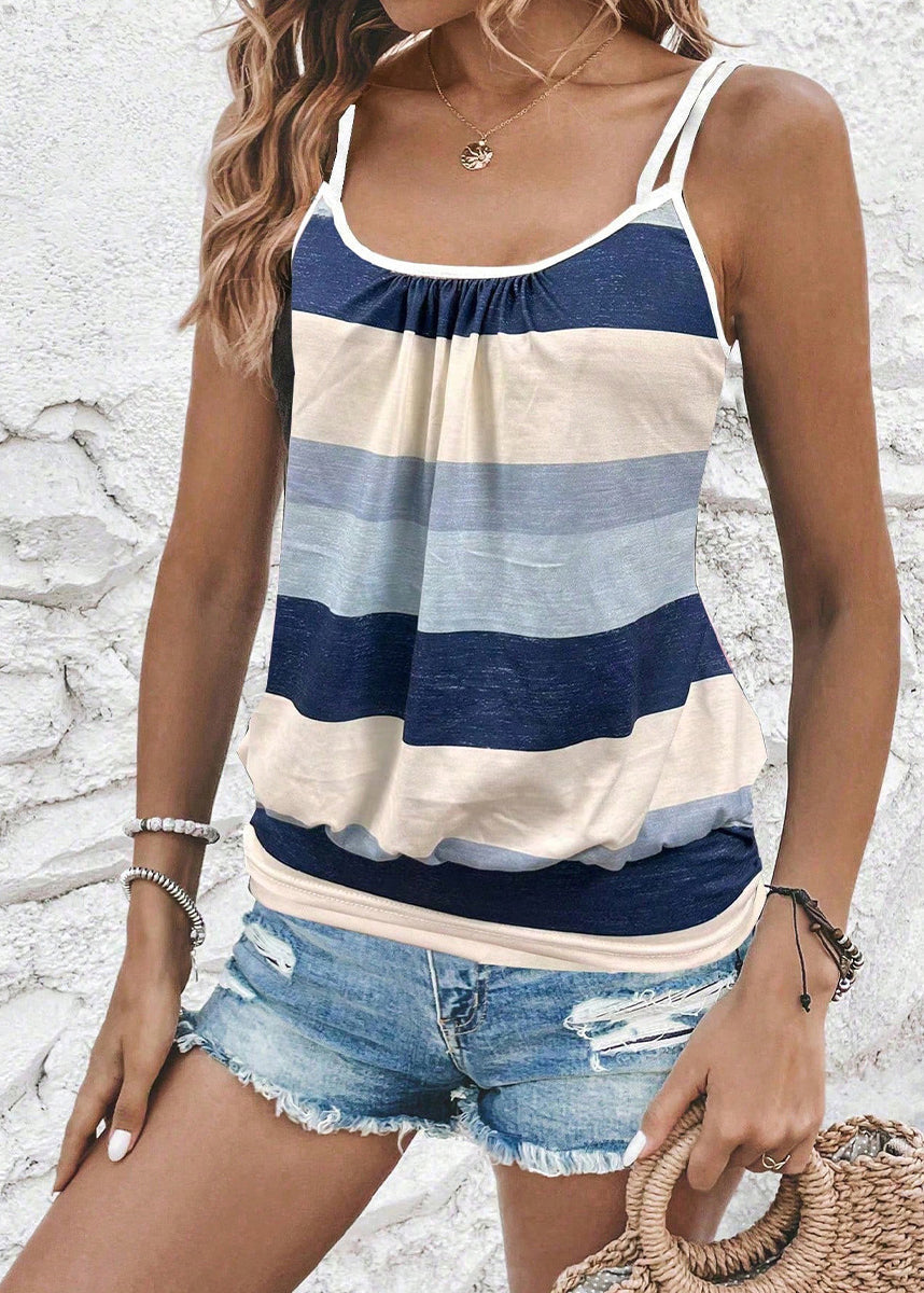 Striped Vacation Cotton Tank Top Sleeveless