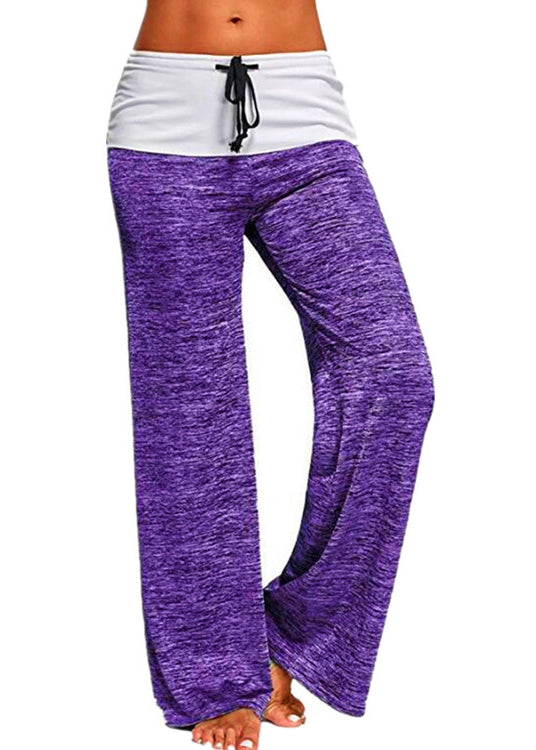 Grey Drawstring Patchwork Cotton Pants Summer