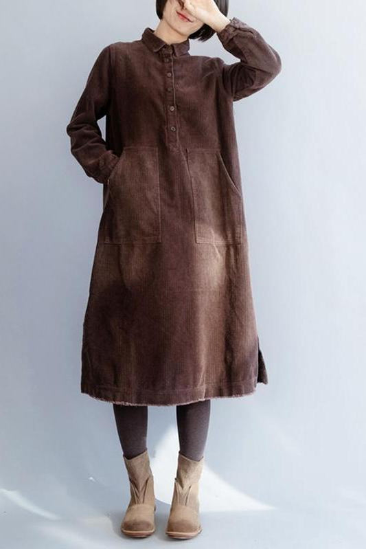 Corduroy Loose Big Pocket Dress