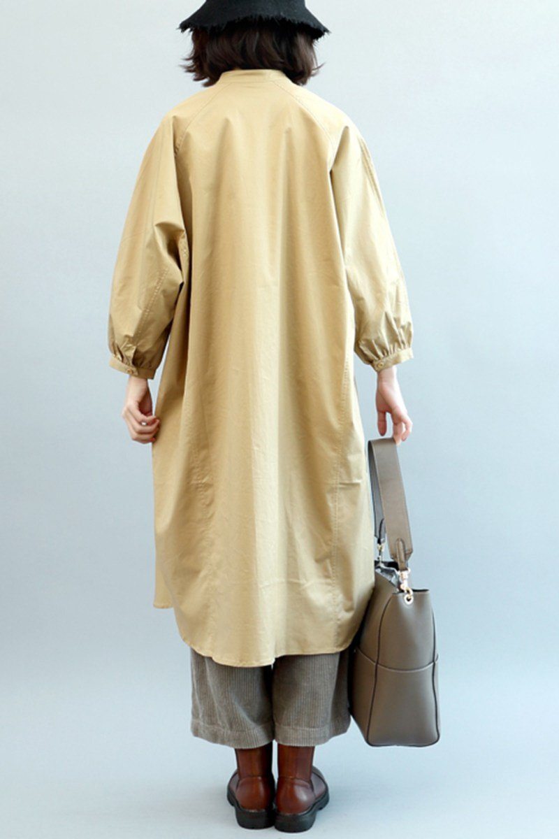 Loose Shirt Dress, Stand Collar Winter Long Shirt