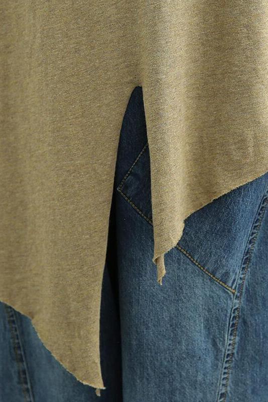 Pure Color O Neck Split Hem T-shirt