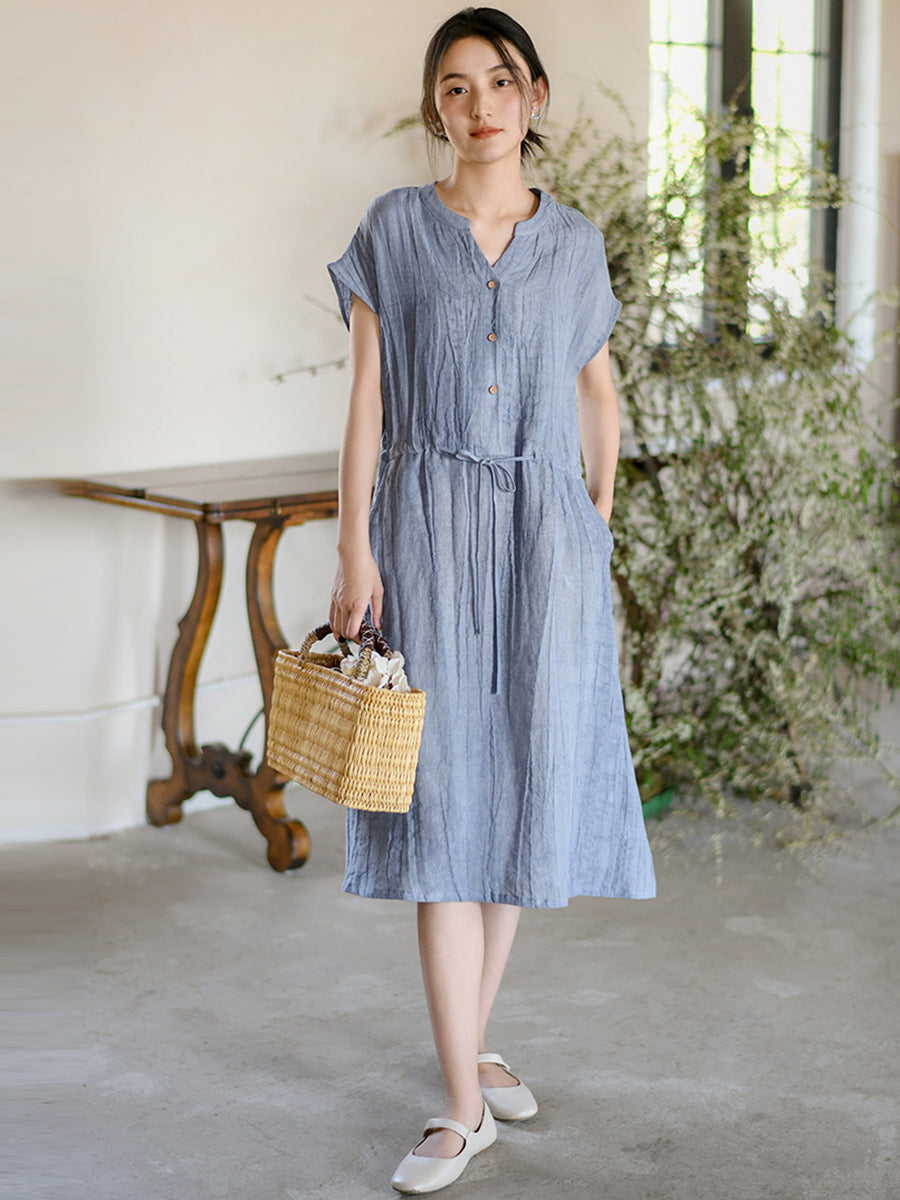 Summer Strap Wrist Linen Dress