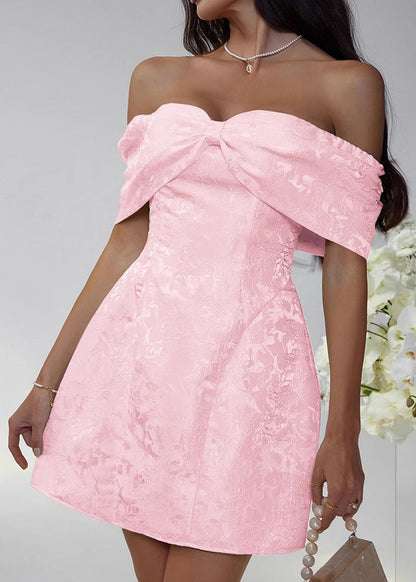 European and American Beige Bow Strapless Dress Summer