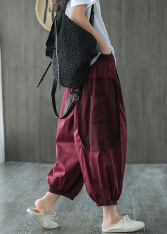 Classy Mulberry Pockets Patchwork Lantern Pants Fall