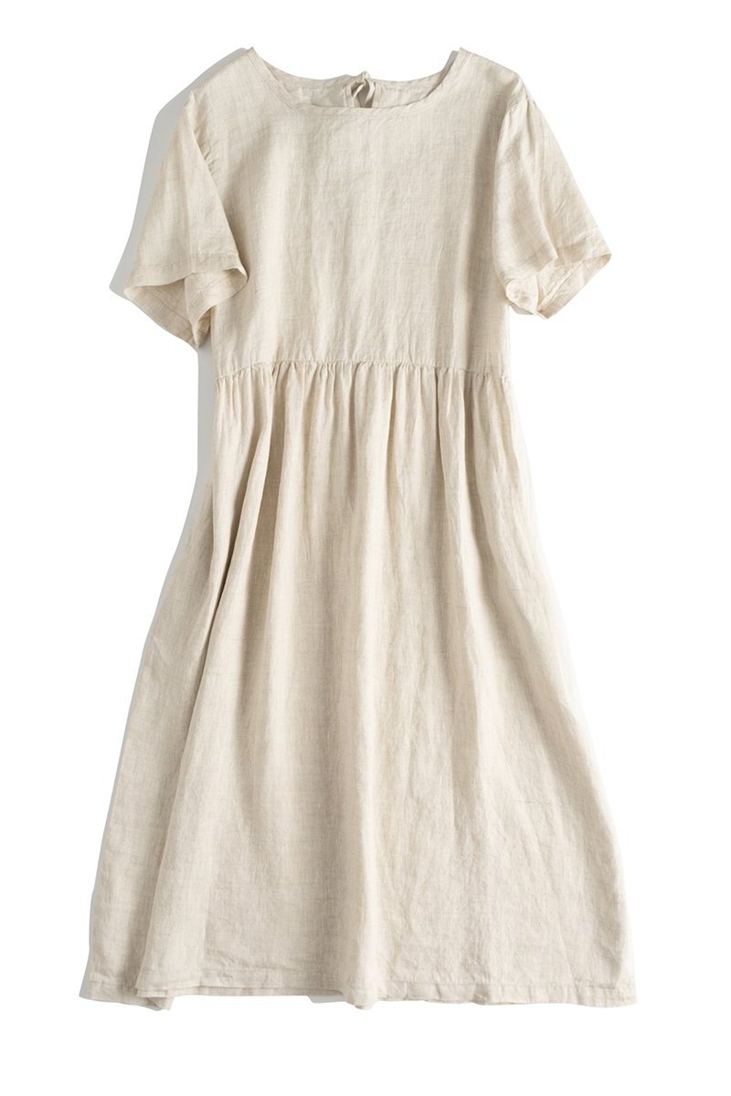 Loose Pure Color Linen Maxi Dresses Summer Outfits