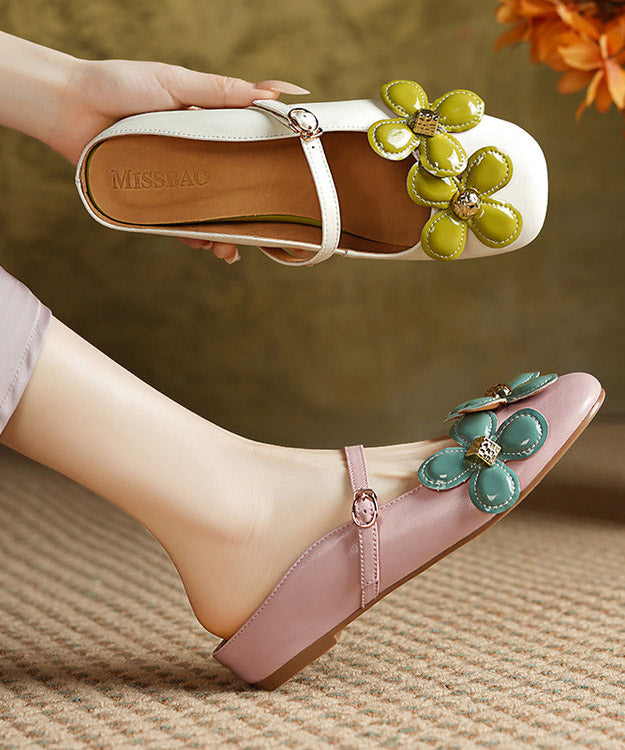 Pink Wedge Sheepskin Splicing Slide Sandals