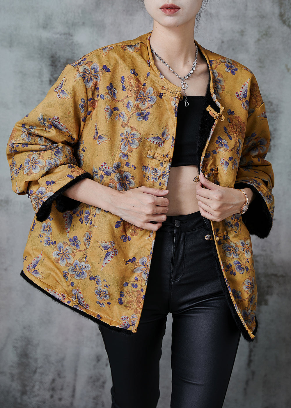 Simple Black Oversized Faux Mink Hair Wear on Both Sides Coats Winter