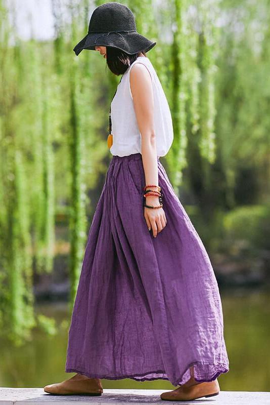 Limited Stock- 100% Linen Pure Color Skirt