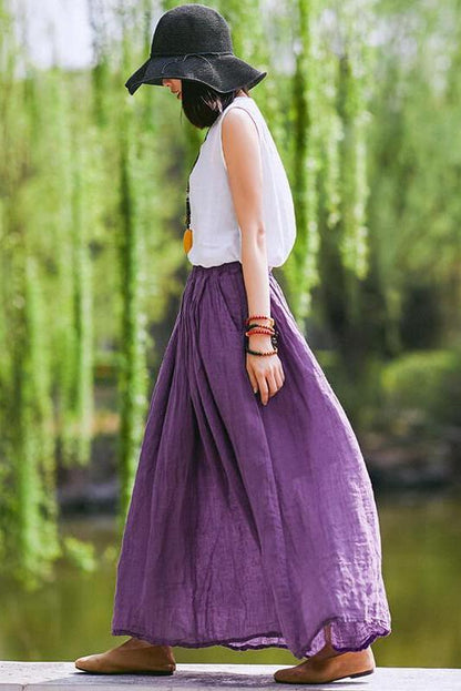 Limited Stock- 100% Linen Pure Color Skirt