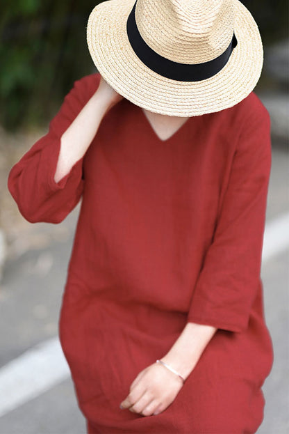 -new Red Linen Dress