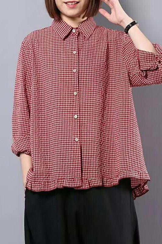 Limited Stock- Plaid Hand-made Linen Cotton Loose Shirt