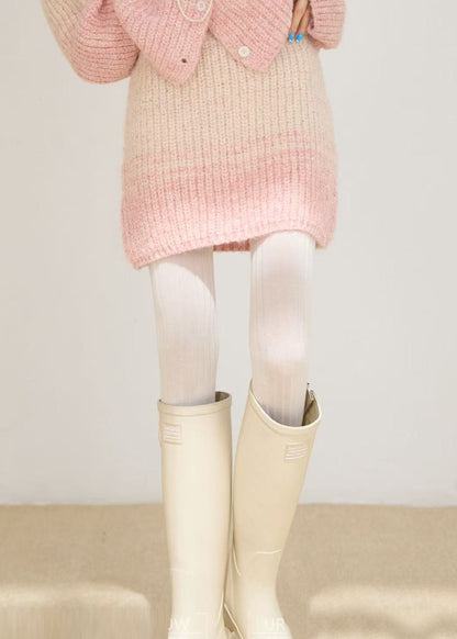 Pink Oversized Warm Knit Two Pieces Set Winter
