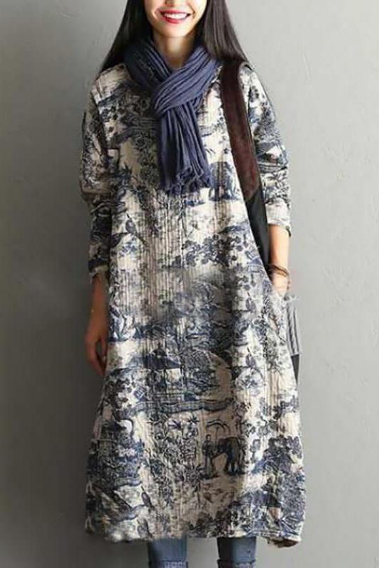 Limited Stock- Printing Cotton Dress Robe
