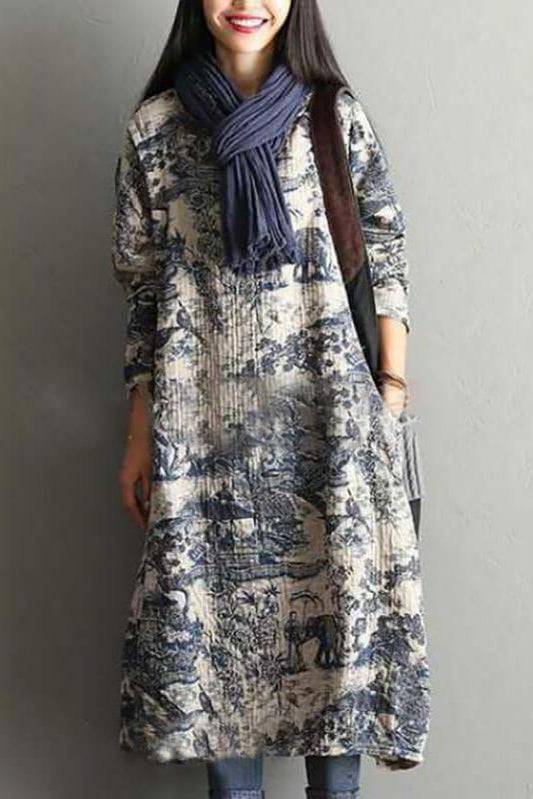 Limited Stock- Printing Cotton Dress Robe