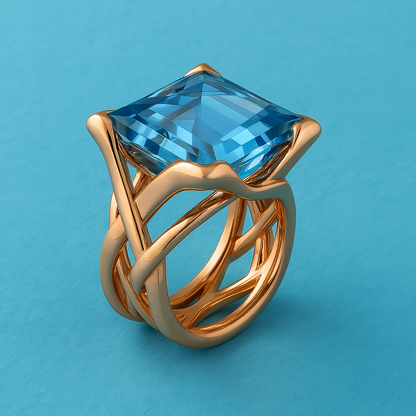 Rose Gold Blue Zirconia Ring