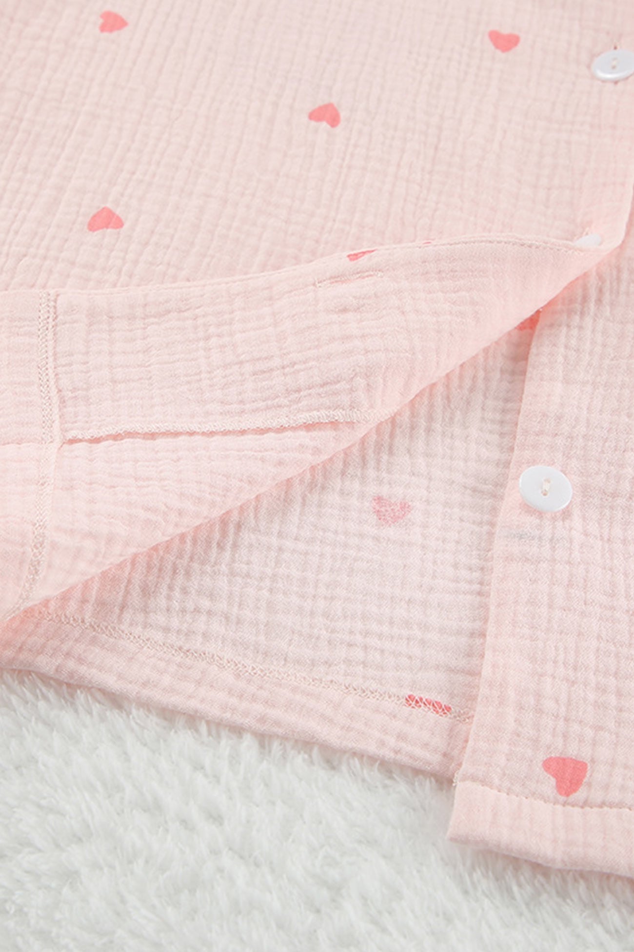 Heart Print Blouse Shorts Cotton Loungewear