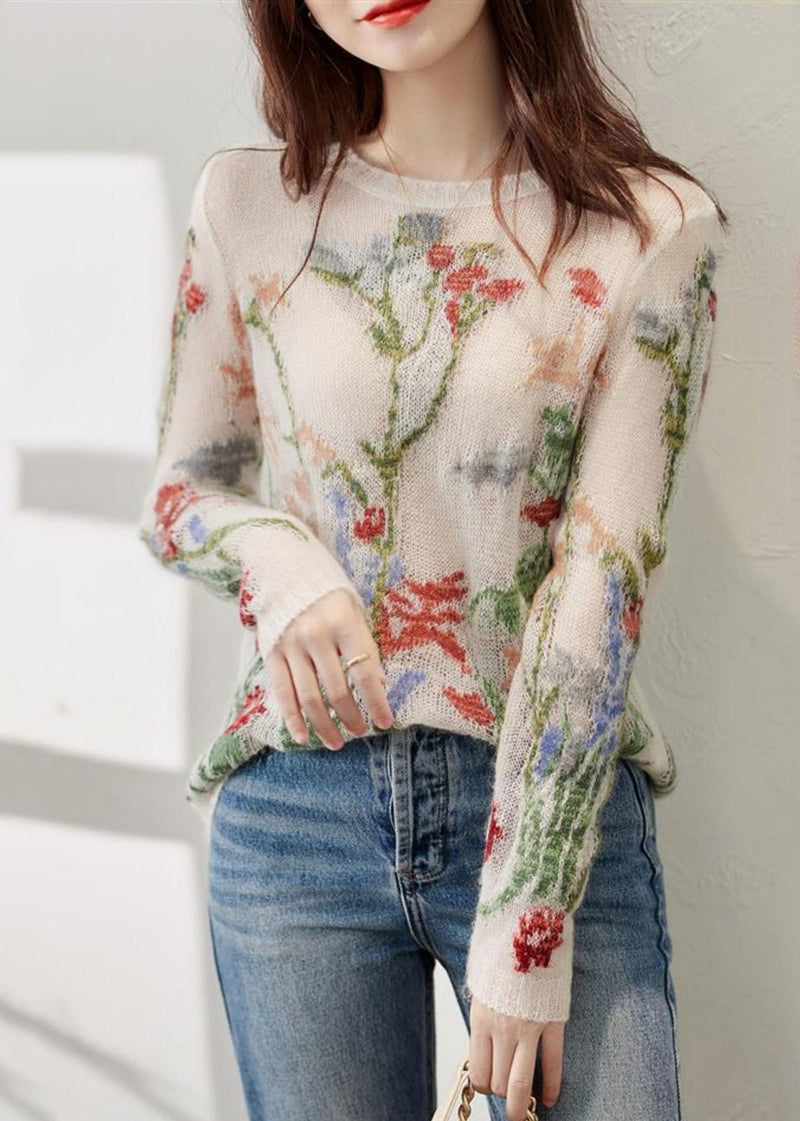 French O-neck Hollow Out Knit Sweaters Spring